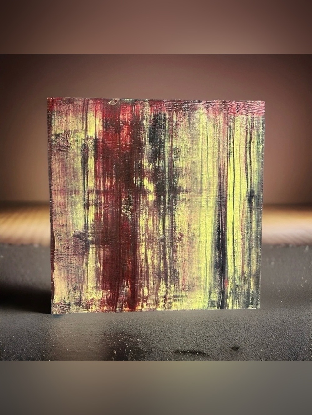 Original Abstract Painting On Reclaimed Wood 12" X 12 " X 1" A Walk Through Time